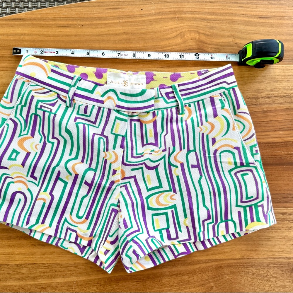 JB by Julie Brown Purple and Green Bermuda Shorts Vibrant Style